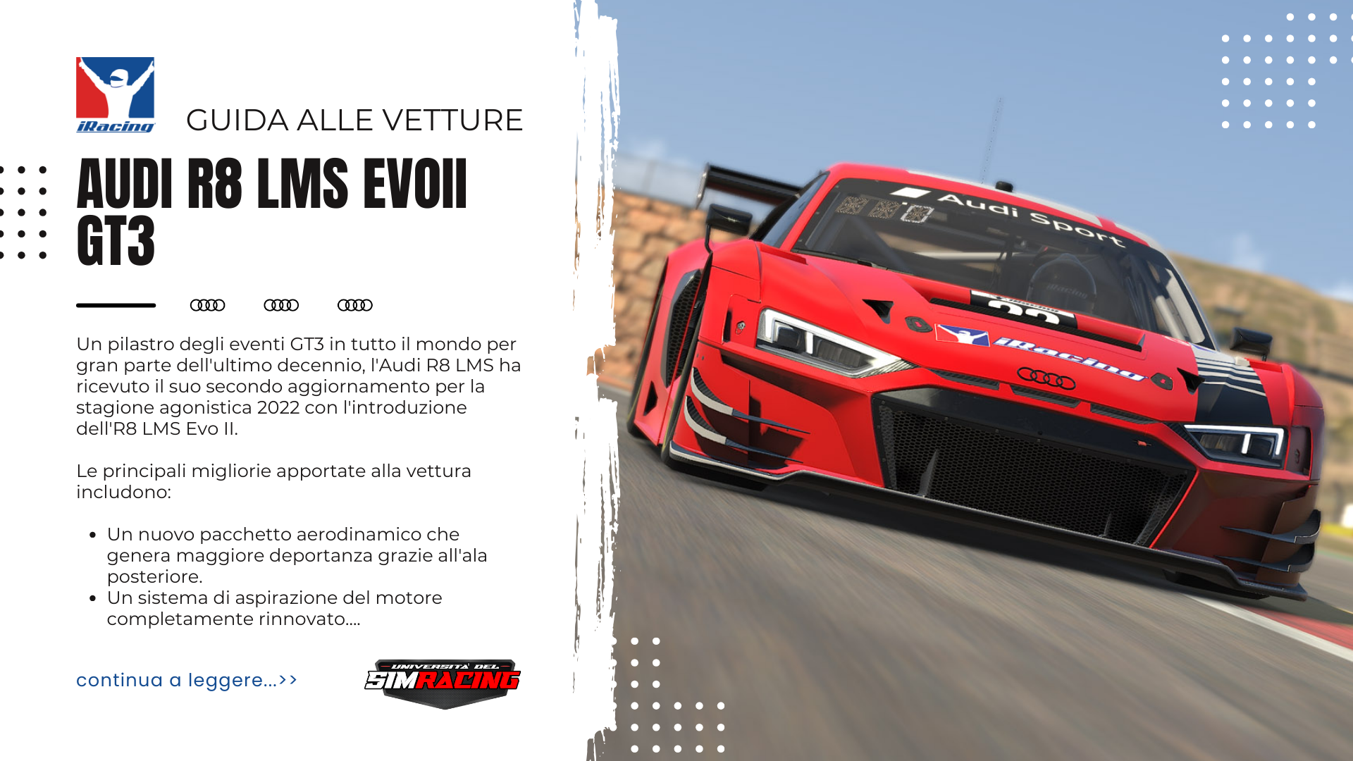 Audi R8 LMS EVO II GT3 su iRacing: La Guida per Iniziare